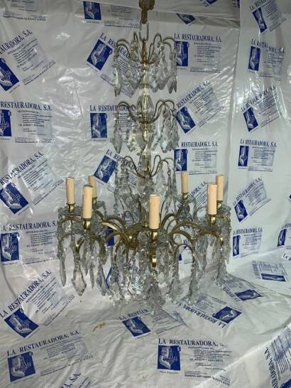 Lámpara de cristal versalles, restaurada en La restauradora de lámparas